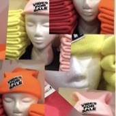 Vibes For Sale beanies on mannequin heads